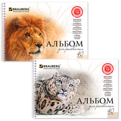 Альбом для рисования, А4, 40 листов, гребень, обложка картон, BRAUBERG, 205&times;290 мм, &laquo;Благородные кошки&raquo; (2 вида), 102831