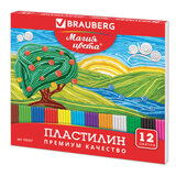 Пластилин классический BRAUBERG "МАГИЯ ЦВЕТА", 12 цветов, 240 г, со стеком, высшее качество, картонная упаковка, 103357