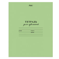 Тетрадь ЗЕЛЁНАЯ обложка 12 л., частая косая линия с полями, офсет, &laquo;HATBER&raquo;, 028439