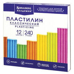 Пластилин классический BRAUBERG &laquo;АКАДЕМИЯ КЛАССИЧЕСКАЯ&raquo;, 12 цветов, 240 г, СТЕК, ВЫСШЕЕ КАЧЕСТВО, 106423