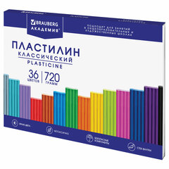 Пластилин классический BRAUBERG &laquo;АКАДЕМИЯ КЛАССИЧЕСКАЯ&raquo;, 36 цветов, 720 г, СТЕК, ВЫСШЕЕ КАЧЕСТВО, 106425