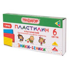 Пластилин классический ПИФАГОР &laquo;ЭНИКИ-БЕНИКИ СУПЕР&raquo;, 6 цветов, 120 г, стек, 106428