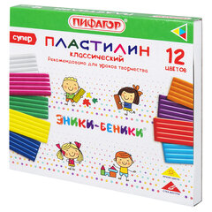 Пластилин классический ПИФАГОР &laquo;ЭНИКИ-БЕНИКИ СУПЕР&raquo;, 12 цветов, 240 грамм, стек, 106429