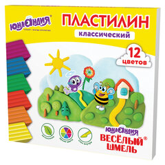Пластилин классический ЮНЛАНДИЯ &laquo;ВЕСЁЛЫЙ ШМЕЛЬ&raquo;, 12 цветов, 240 грамм, стек, ВЫСШЕЕ КАЧЕСТВО, 106431