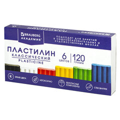Пластилин классический BRAUBERG &laquo;АКАДЕМИЯ КЛАССИЧЕСКАЯ&raquo;, 6 цветов, 120 г, СТЕК, ВЫСШЕЕ КАЧЕСТВО, 106440