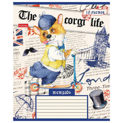 Тетрадь 18 л. HATBER клетка, обложка картон, &laquo;Корги_LIFE&raquo; (5 видов в спайке), 18Т5В1