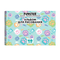 Альбом для рисования А4 40 л., гребень, обложка картон, FUNSTER, 200&times;290 мм, кросс-серия &laquo;КОШАЧЬИ ЛАПКИ&raquo;, 107520