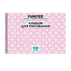 Альбом для рисования А4 40 л., гребень, обложка картон, FUNSTER, 200&times;290 мм, кросс-серия &laquo;КОШАЧЬИ ЛАПКИ&raquo;, 107520