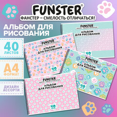 Альбом для рисования А4 40 л., гребень, обложка картон, FUNSTER, 200&times;290 мм, кросс-серия &laquo;КОШАЧЬИ ЛАПКИ&raquo;, 107520