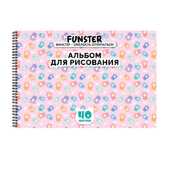 Альбом для рисования А4 40 л., гребень, обложка картон, FUNSTER, 200&times;290 мм, кросс-серия &laquo;КОШАЧЬИ ЛАПКИ&raquo;, 107520