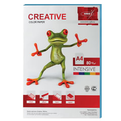 Бумага цветная CREATIVE color, А4, 80 г/<wbr/>м<sup>2</sup>, 100 л., интенсив, голубая, БИpr-100г