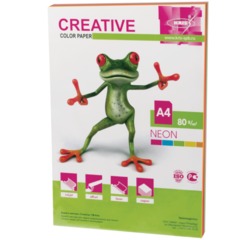 Бумага цветная CREATIVE color, А4, 80 г/<wbr/>м<sup>2</sup>, 50 л., (5 цветов х 10 листов) микс неон, БНpr-50r