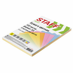 Бумага цветная STAFF, А4, 80 г/<wbr/>м<sup>2</sup>, 100 л., (5 цветов х 20 л.), пастель, для офиса и дома, 110889