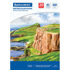 Бумага для акварели БОЛЬШАЯ А3, 20 л., 200 г/<wbr/>м<sup>2</sup>, 297&times;420 мм, BRAUBERG, &laquo;Берег&raquo;, 111067