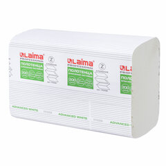 Полотенца бумажные 200 шт., LAIMA (H2) ADVANCED WHITE, 2-слойные, белые, КОМПЛЕКТ 20 пачек, 24&times;21,5, Z-сложение, 111338