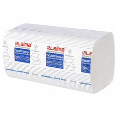 Полотенца бумажные 250 шт., LAIMA (H3) UNIVERSAL WHITE PLUS, 1-слойные, белые, КОМПЛЕКТ 15 пачек, 23&times;23, V-сложение, 111343