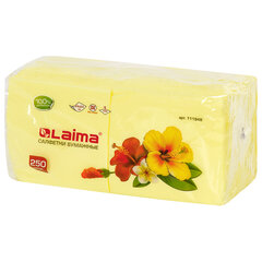 Салфетки бумажные 250 штук, 24&times;24 см, LAIMA, желтые, 100% целлюлоза, 111948