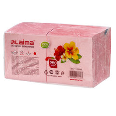 Салфетки бумажные, 250 штук, 24&times;24 см, LAIMA, красные (пастельный цвет), 100% целлюлоза, 111950