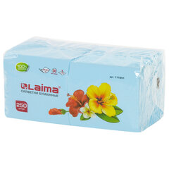 Салфетки бумажные 250 штук, 24&times;24 см, LAIMA, синие (пастельный цвет), 100% целлюлоза, 111951