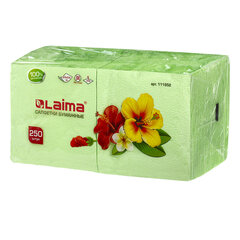 Салфетки бумажные, 250 шт., 24&times;24 см, LAIMA, зеленые (пастельный цвет), 100% целлюлоза, 111952