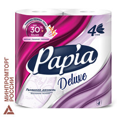 Бумага туалетная быт., спайка 4 шт., 4-слойная (4&times;16 м), PAPIA DELUXE, белая