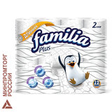 Бумага туалетная бытовая, спайка 12 шт., 2-слойная (12х20,4 м), FAMILIA PLUS, белая