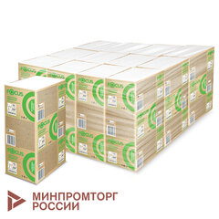 Полотенца бумажные 250 шт. FOCUS (Система H2) Eco, 1-слойные, белые, КОМПЛЕКТ 12 пачек, 24&times;21,5, Z-сложение, 5083814/<wbr/>5069958