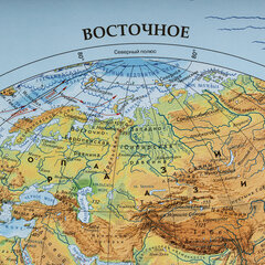 Карта мира физическая &laquo;Полушария&raquo; 101&times;69 см, 1:37М, интерактивная, европодвес, BRAUBERG, 112375
