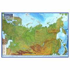 Карта России физическая 116&times;80 см, 1:7,5М, с ламинацией, интерактивная, европодвес, BRAUBERG, 112393