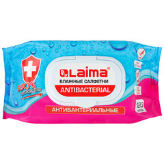 Салфетки влажные 120 шт., АНТИБАКТЕРИАЛЬНЫЕ, с пластиковым клапаном, LAIMA &laquo;Antibacterial&raquo;, 112497