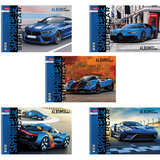 Альбом для рисования А4 32 л., спираль, обложка картон, HATBER, 205х290 мм, "BLUEsupercar" (5 видов), 067365