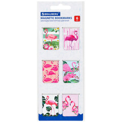 Закладки для книг МАГНИТНЫЕ, &laquo;FLAMINGO&raquo;, набор 6 шт., 35&times;25 мм, BRAUBERG, 113165