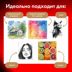 Бумага для акварели 300 г/<wbr/>м<sup>2</sup> 460&times;660 мм крупное зерно, 10 листов, BRAUBERG ART PREMIERE, 113234