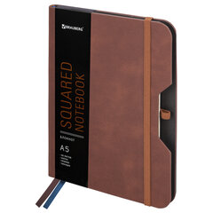 Блокнот А5 (162&times;218 мм), BRAUBERG &laquo;NOTE&raquo;, под кожу софт-тач, с резинкой, 80 л., клетка, коричневый, 113436