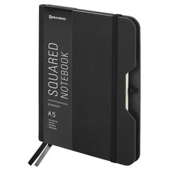 Блокнот А5 (162&times;218 мм), BRAUBERG &laquo;NOTE&raquo;, под кожу софт-тач, с резинкой, 80 л., клетка, черный, 113437