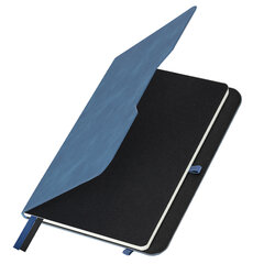 Блокнот А5 (162&times;218 мм), BRAUBERG &laquo;NOTE&raquo;, под кожу софт-тач, с резинкой, 80 л., клетка, синий, 113438