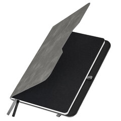 Блокнот А5 (162&times;218 мм), BRAUBERG &laquo;NOTE&raquo;, под кожу софт-тач, с резинкой, 80 л., клетка, серый, 113440