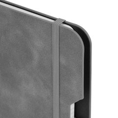 Блокнот А5 (162&times;218 мм), BRAUBERG &laquo;NOTE&raquo;, под кожу софт-тач, с резинкой, 80 л., клетка, серый, 113440