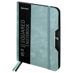 Блокнот А5 (162&times;218 мм), BRAUBERG &laquo;NOTE&raquo;, под кожу софт-тач, с резинкой, 80 л., клетка, светло-серый, 113441