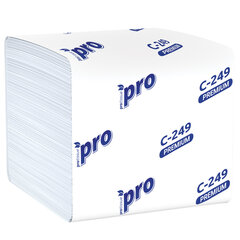 Бумага туалетная листовая 250 шт., PROtissue (T3) PREMIUM, 2-слойная, белая, 22,5&times;11 см, КОМПЛЕКТ 40 пачек, C249
