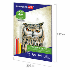 Бумага для рисования и графики в папке А4, 20 л., 200 г/<wbr/>м<sup>2</sup>, ВАТМАН ГОЗНАК, BRAUBERG ART CLASSIC, 114492