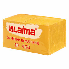 Салфетки бумажные 400 шт., 24&times;24 см, &laquo;Big Pack&raquo;, жёлтые, 100% целлюлоза, LAIMA, 114726