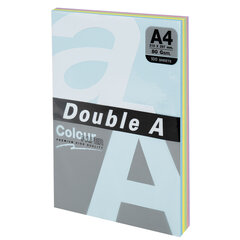 Бумага цветная DOUBLE A, А4, 80 г/<wbr/>м<sup>2</sup>, 100 л. (5 цветов x 20 листов), микс пастель