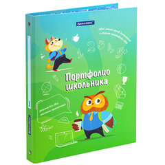 Папка-портфолио школьника &laquo;ОТЛИЧНИК&raquo;, 4 кольца, 20 файлов, 10 вкладышей, 7БЦ матовая, BRAUBERG, 115240