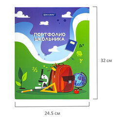 Папка-портфолио школьника/<wbr/>дошкольника &laquo;ШКОЛЬНАЯ ИСТОРИЯ&raquo;, 4 кольца, обложка твёрдая матовая, BRAUBERG, 115241