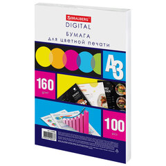 Бумага для цветной лазерной печати БОЛЬШОЙ ФОРМАТ (297&times;420), А3, 160 г/<wbr/>м<sup>2</sup>, 100 л., BRAUBERG, 115382