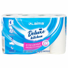 Полотенца бумажные 3-х слойные, 4 рулона по 11 м (отрыв 1/<wbr/>2 листа), LAIMA Deluxe, 100% целлюлоза, 115400