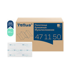 Полотенца бумажные 190 шт., Tellus/<wbr/>TORK (H2) ADVANCED, КОМПЛЕКТ 21 пачка, 2-слойные, белые, 22,5&times;21,3 см, Z-сложение, 471150