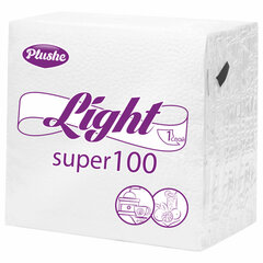 Салфетки бумажные 90 штук, 22,5&times;22,5 см, PLUSHE (Плюше) Light, белые, 100% целлюлоза
