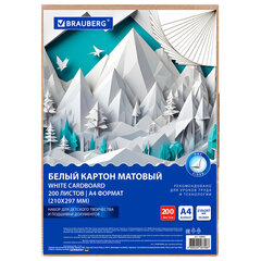 Картон белый А4 немелованный, 200 листов, в коробе, BRAUBERG, 210&times;297 мм, 116633